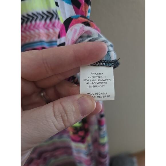 Eyeshadow Pink Tribal Print Colorful High Slit Maxi Dress Womans Plus Sz 22/24W - Picture 4 of 5